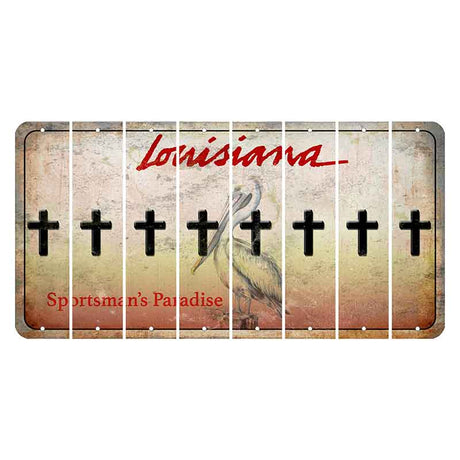 Louisiana Pelican Cut License Plate Strips (Set of 8) Cross