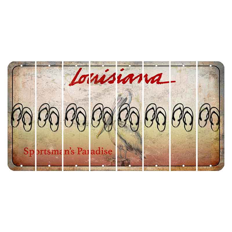 Louisiana Pelican Cut License Plate Strips (Set of 8) Flip Flops