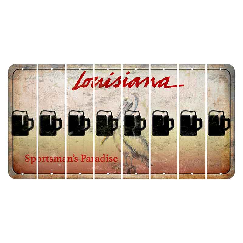 Louisiana Pelican Cut License Plate Strips (Set of 8) Beer Mug