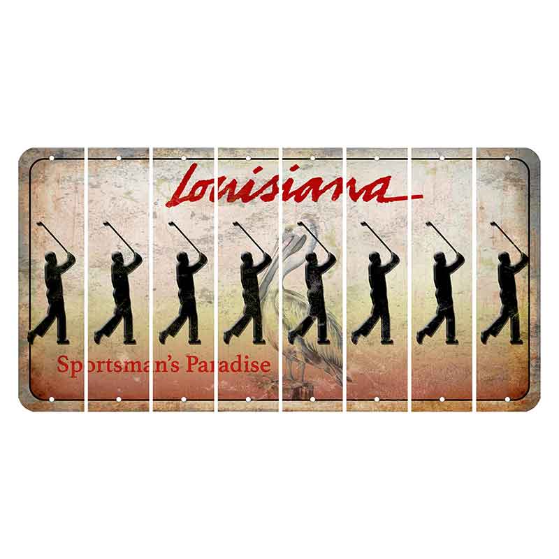 Louisiana Pelican Cut License Plate Strips (Set of 8) Male Golfer