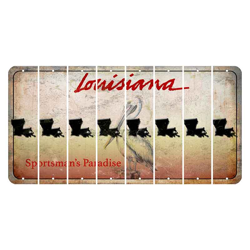 Louisiana Pelican Cut License Plate Strips (Set of 8) State Silhouette