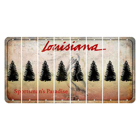 Louisiana Pelican Cut License Plate Strips (Set of 8) Pine Tree