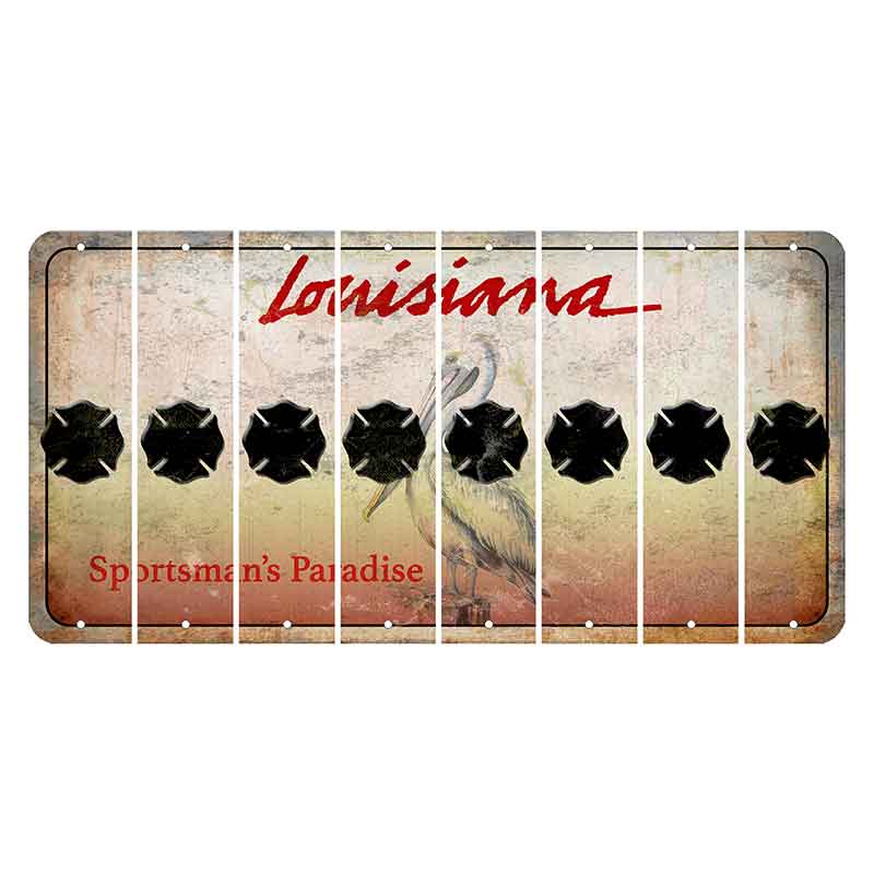 Louisiana Pelican Cut License Plate Strips (Set of 8) Fire Badge