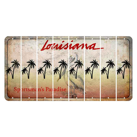 Louisiana Pelican Cut License Plate Strips (Set of 8) Palm Trees