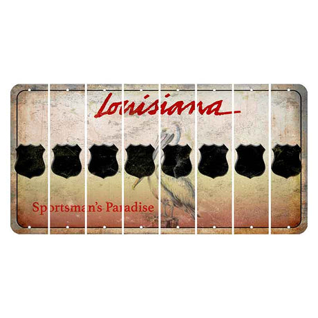 Louisiana Pelican Cut License Plate Strips (Set of 8) Police Badge