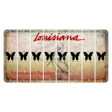 Louisiana Pelican Cut License Plate Strips (Set of 8) Butterfly