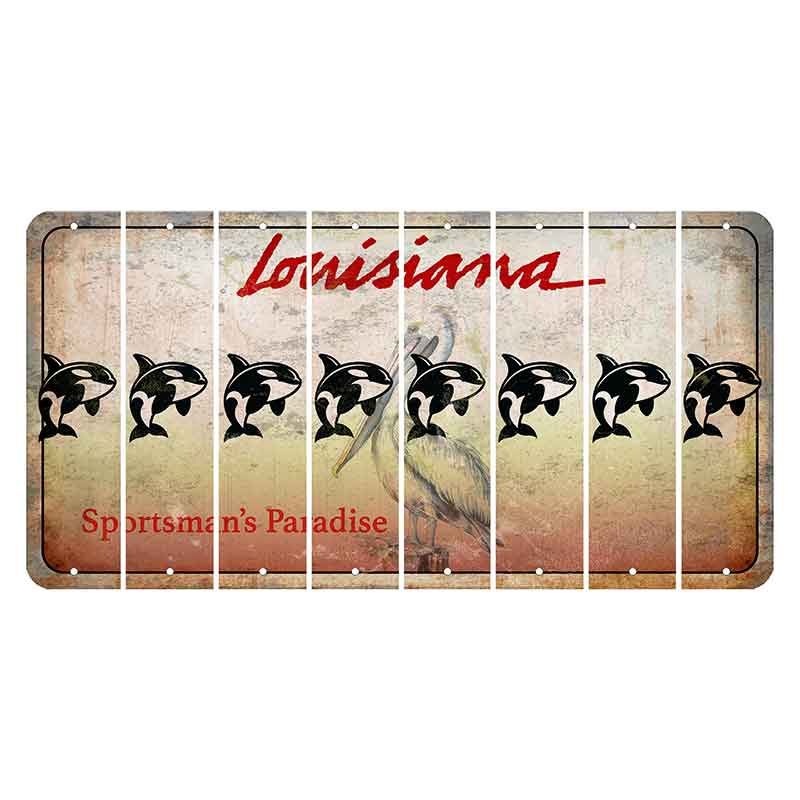 Louisiana Pelican Cut License Plate Strips (Set of 8) Whale