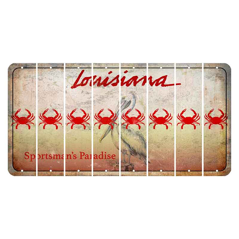 Louisiana Pelican Cut License Plate Strips (Set of 8) Crab