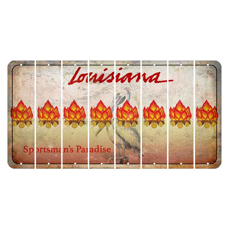 Louisiana Pelican Cut License Plate Strips (Set of 8) Campfire