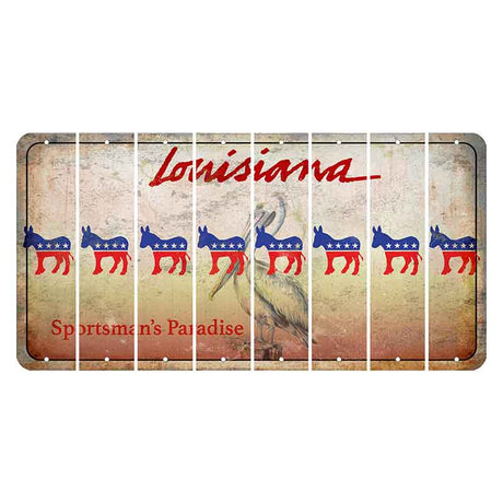 Louisiana Pelican Cut License Plate Strips (Set of 8) Democrat