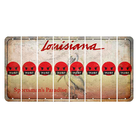 Louisiana Pelican Cut License Plate Strips (Set of 8) Emoji - Pissed