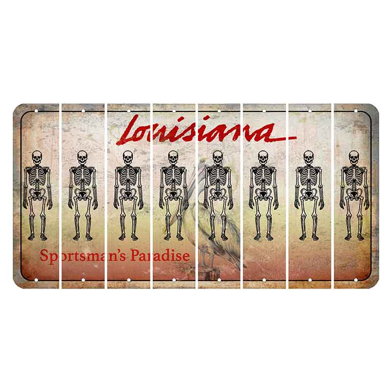 Louisiana Pelican Cut License Plate Strips (Set of 8) Skeleton