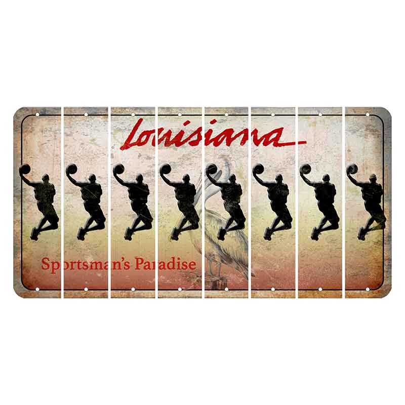 Louisiana Pelican Cut License Plate Strips (Set of 8) Basketball Player