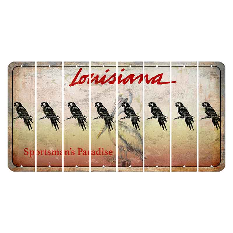 Louisiana Pelican Cut License Plate Strips (Set of 8) Parrot