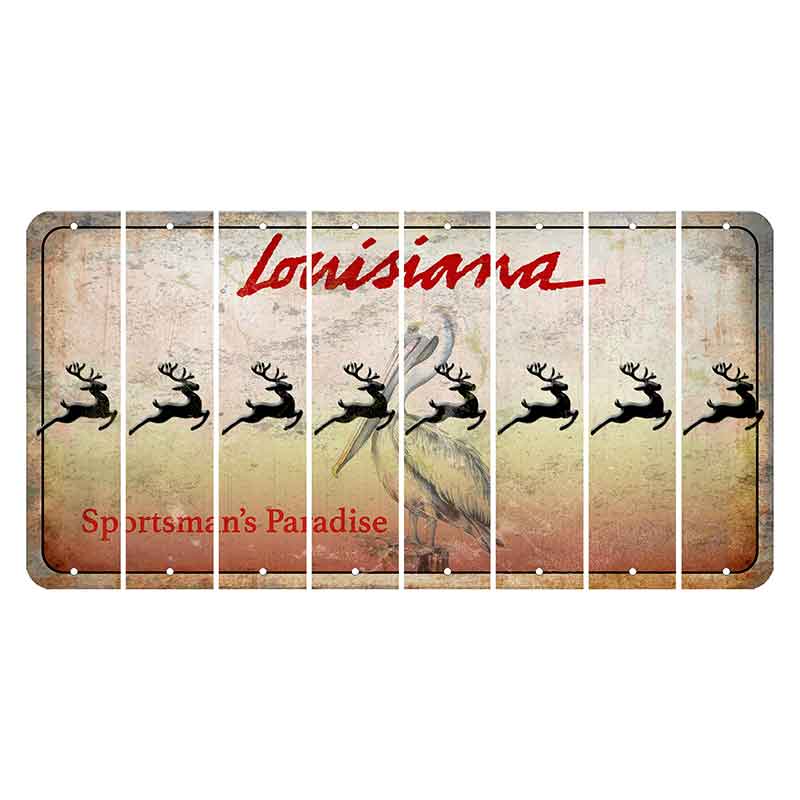 Louisiana Pelican Cut License Plate Strips (Set of 8) Reindeer