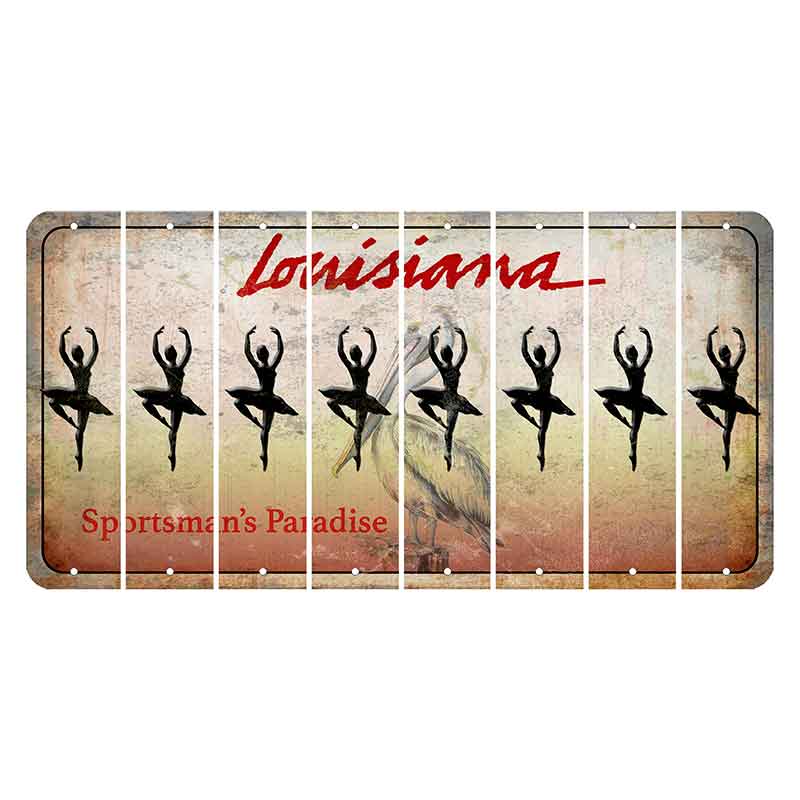 Louisiana Pelican Cut License Plate Strips (Set of 8) Ballerina Dancer