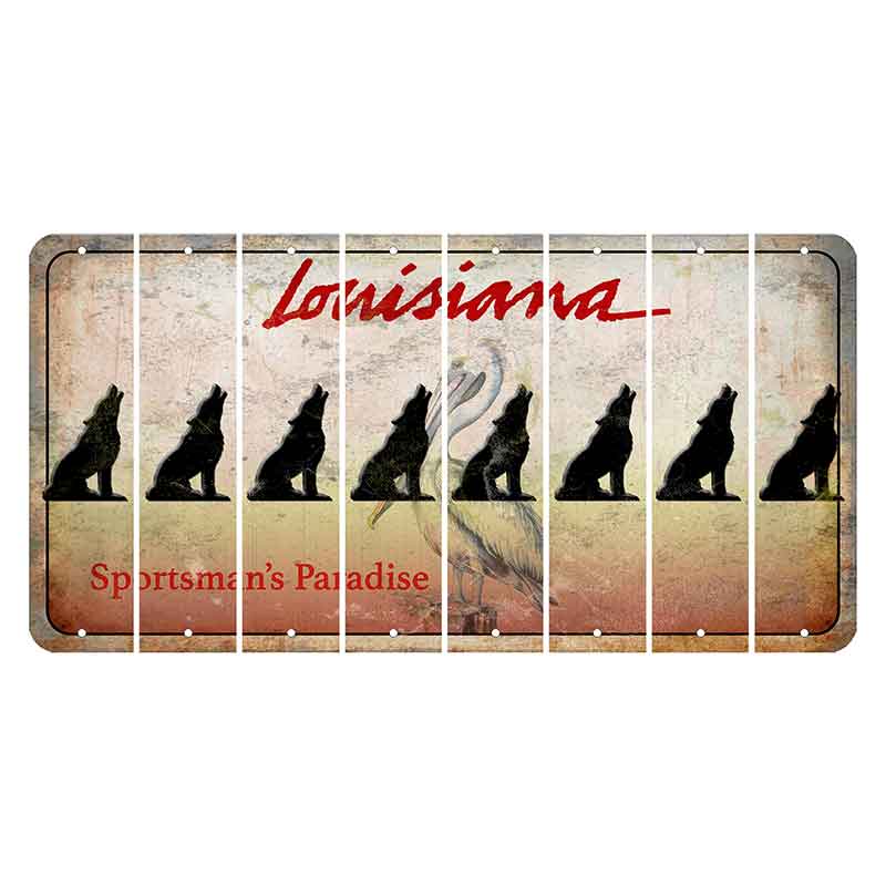 Louisiana Pelican Cut License Plate Strips (Set of 8) Howling Wolf