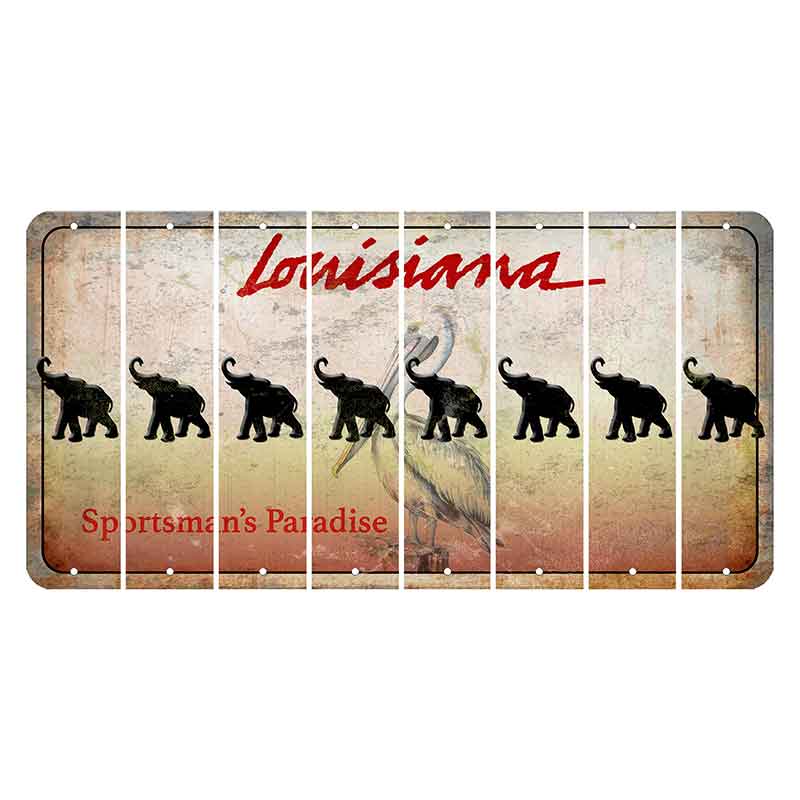 Louisiana Pelican Cut License Plate Strips (Set of 8) Elephant