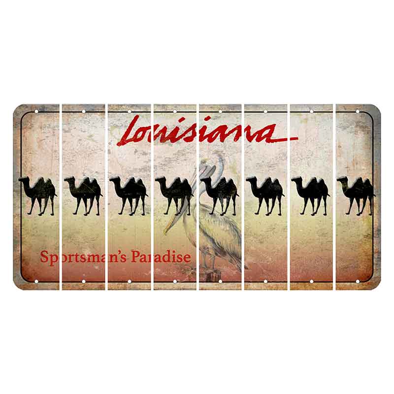 Louisiana Pelican Cut License Plate Strips (Set of 8) Camel