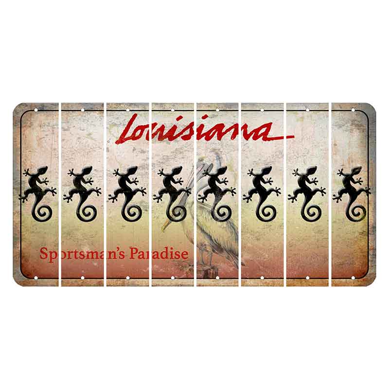 Louisiana Pelican Cut License Plate Strips (Set of 8) Gecko