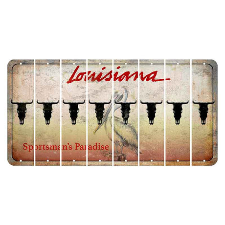 Louisiana Pelican Cut License Plate Strips (Set of 8) Cow Skull