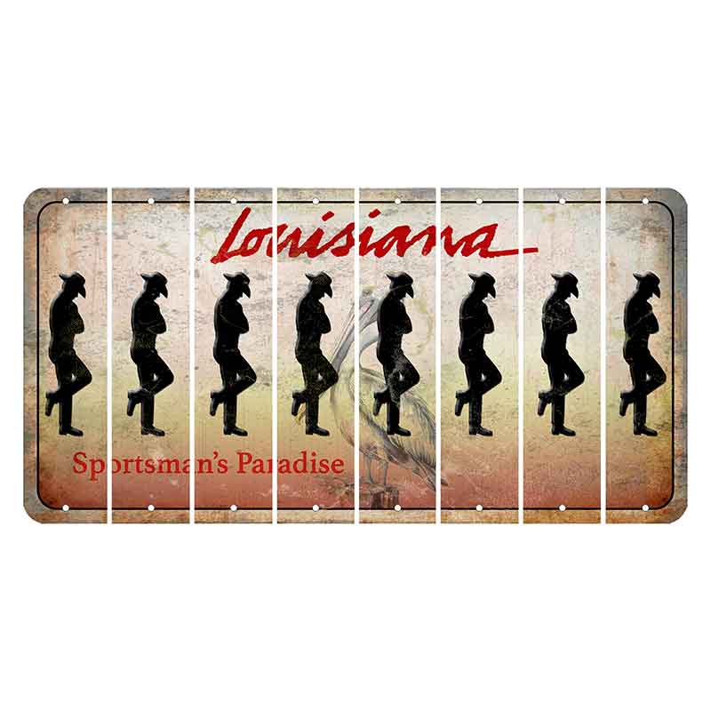 Louisiana Pelican Cut License Plate Strips (Set of 8) Cowboy - Leaning