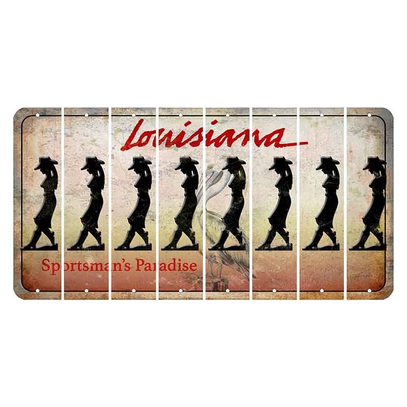 Louisiana Pelican Cut License Plate Strips (Set of 8) Cowgirl - Leaning