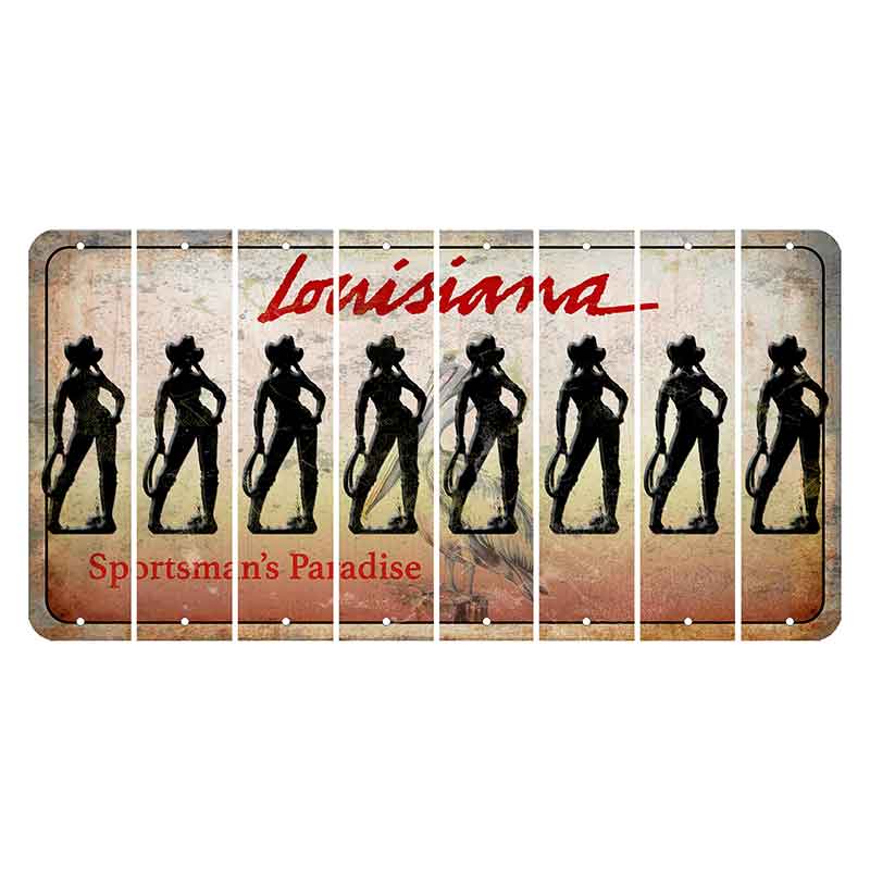 Louisiana Pelican Cut License Plate Strips (Set of 8) Cowgirl