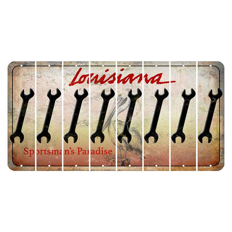 Louisiana Pelican Cut License Plate Strips (Set of 8) Wrench