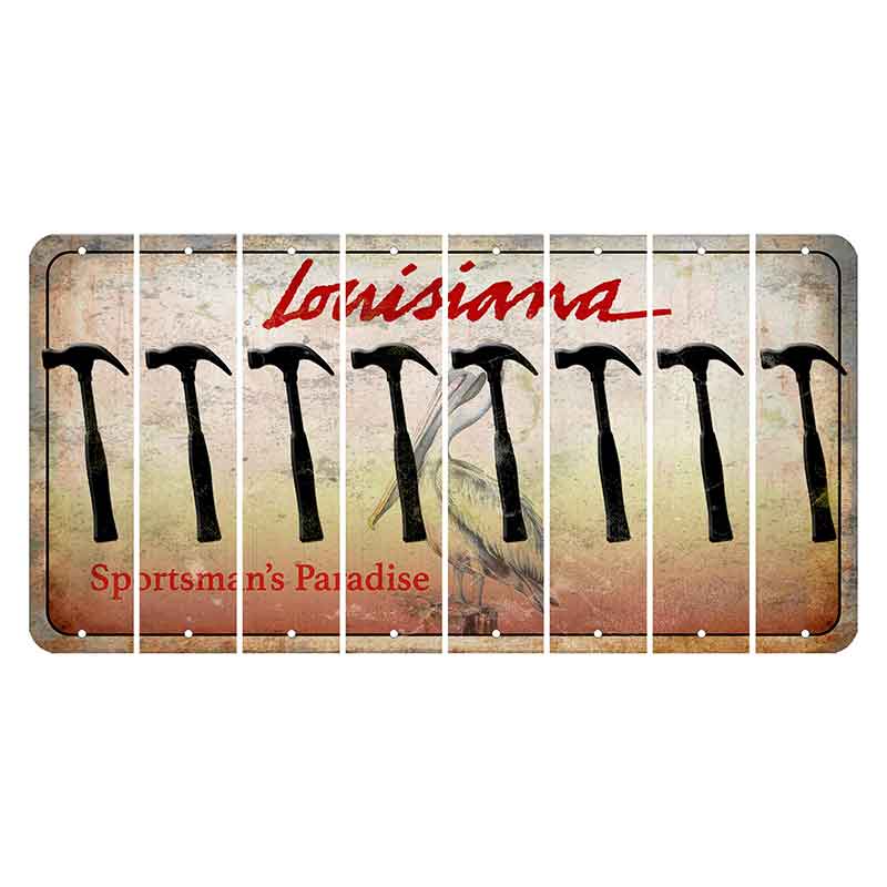 Louisiana Pelican Cut License Plate Strips (Set of 8) Hammer