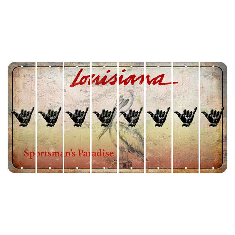 Louisiana Pelican Cut License Plate Strips (Set of 8) Hang Loose