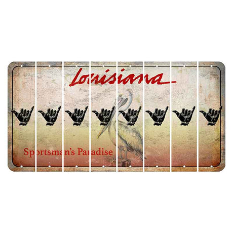 Louisiana Pelican Cut License Plate Strips (Set of 8) Hang Loose