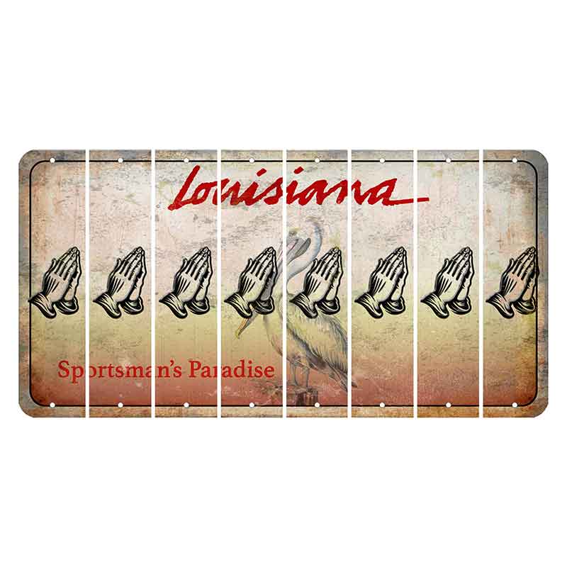 Louisiana Pelican Cut License Plate Strips (Set of 8) Praying Hands