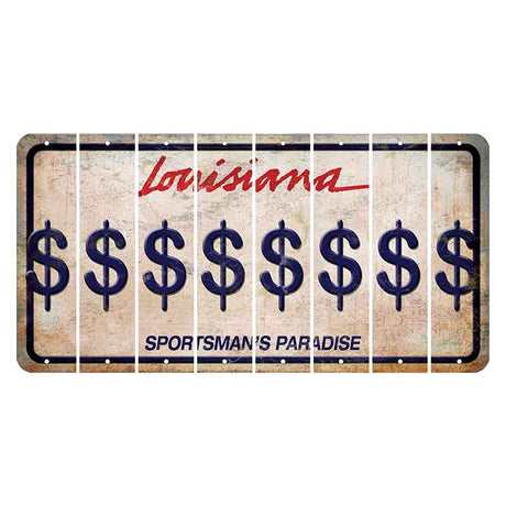 Louisiana Sportsmans Paradise Cut License Plate Strips (Set of 8) Dollar Sign