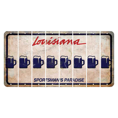 Louisiana Sportsmans Paradise Cut License Plate Strips (Set of 8) Beer Mug