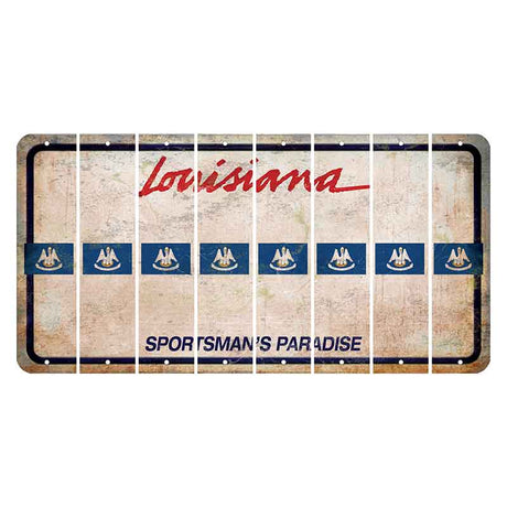 Louisiana Sportsmans Paradise Cut License Plate Strips (Set of 8) State Flag