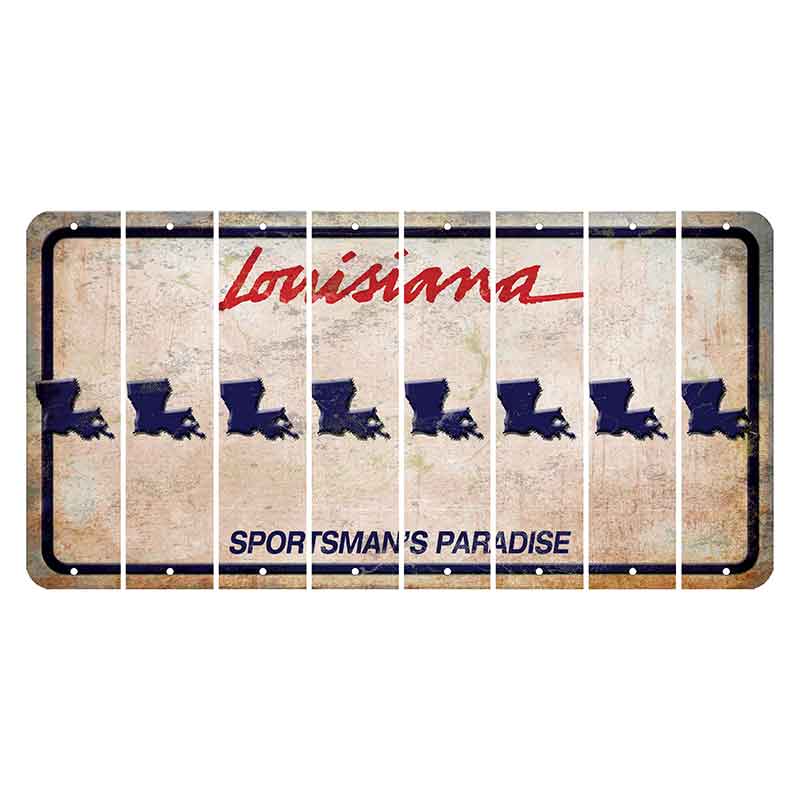 Louisiana Sportsmans Paradise Cut License Plate Strips (Set of 8) State Silhouette