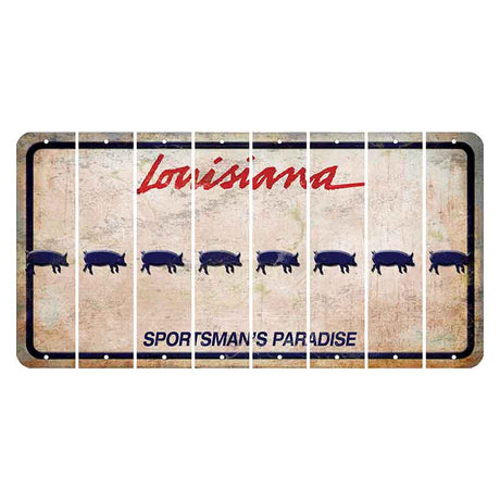 Louisiana Sportsmans Paradise Cut License Plate Strips (Set of 8) Pig