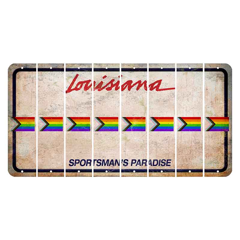 Louisiana Sportsmans Paradise Cut License Plate Strips (Set of 8) LGBTQ Flag