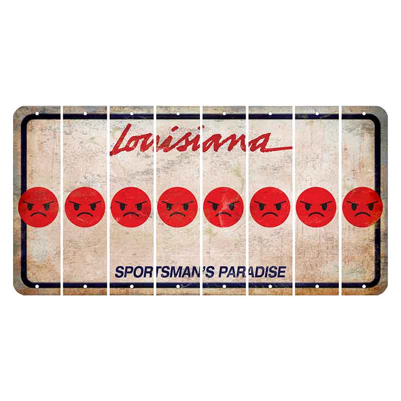 Louisiana Sportsmans Paradise Cut License Plate Strips (Set of 8) Emoji - Angry