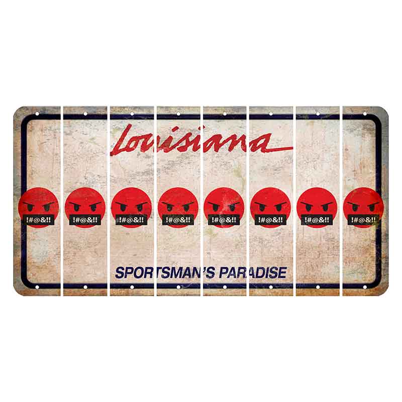 Louisiana Sportsmans Paradise Cut License Plate Strips (Set of 8) Emoji - Pissed