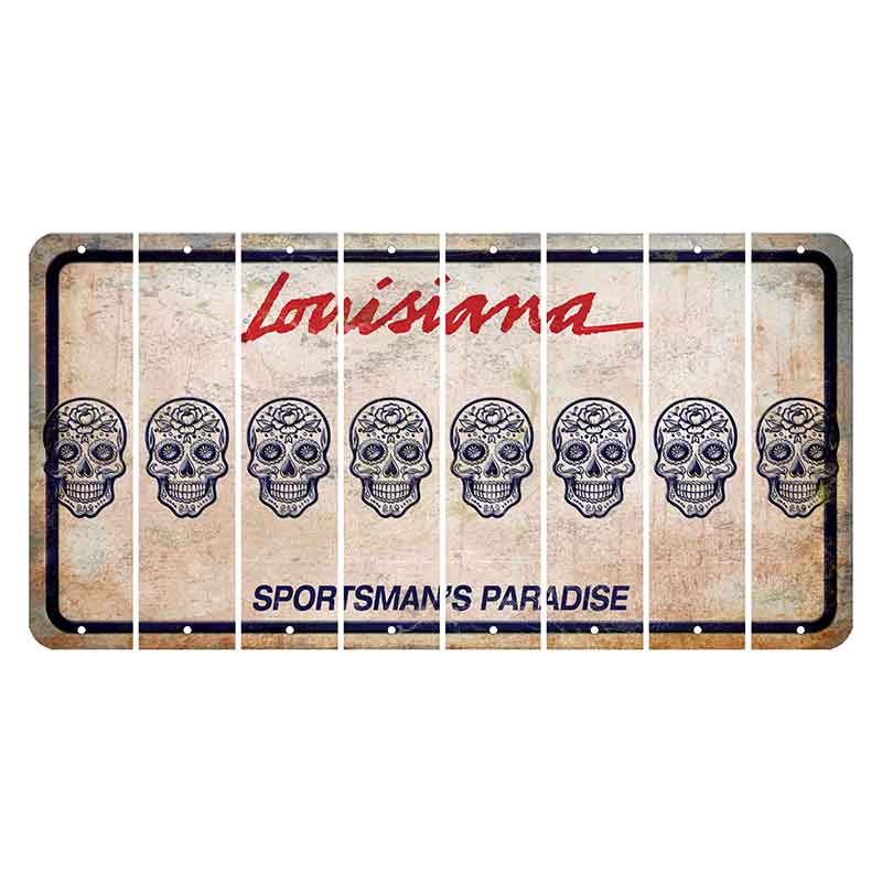 Louisiana Sportsmans Paradise Cut License Plate Strips (Set of 8) Sugar Skull