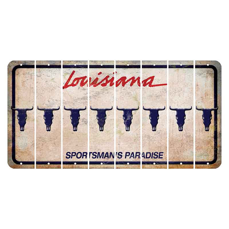 Louisiana Sportsmans Paradise Cut License Plate Strips (Set of 8) Cow Skull