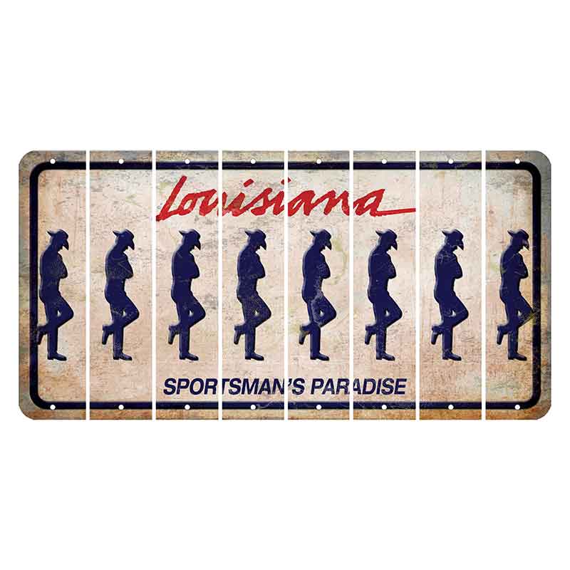 Louisiana Sportsmans Paradise Cut License Plate Strips (Set of 8) Cowboy - Leaning