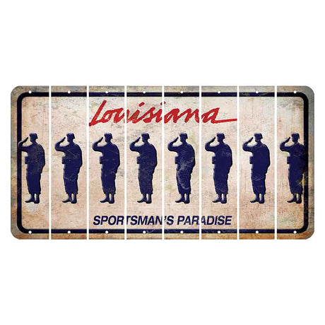 Louisiana Sportsmans Paradise Cut License Plate Strips (Set of 8) Soldier - Saluting