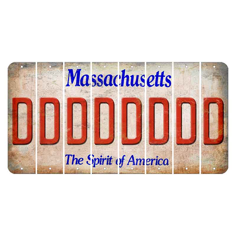 Massachusetts Spirit of America Cut License Plate Strips (Set of 8) D