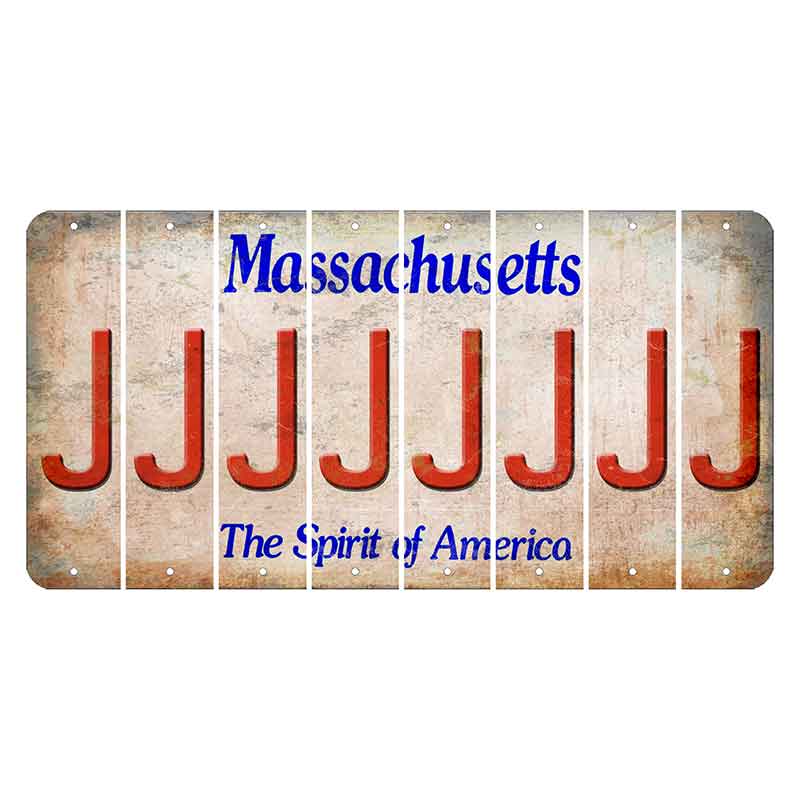 Massachusetts Spirit of America Cut License Plate Strips (Set of 8) J