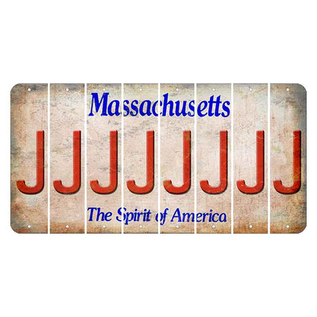 Massachusetts Spirit of America Cut License Plate Strips (Set of 8) J