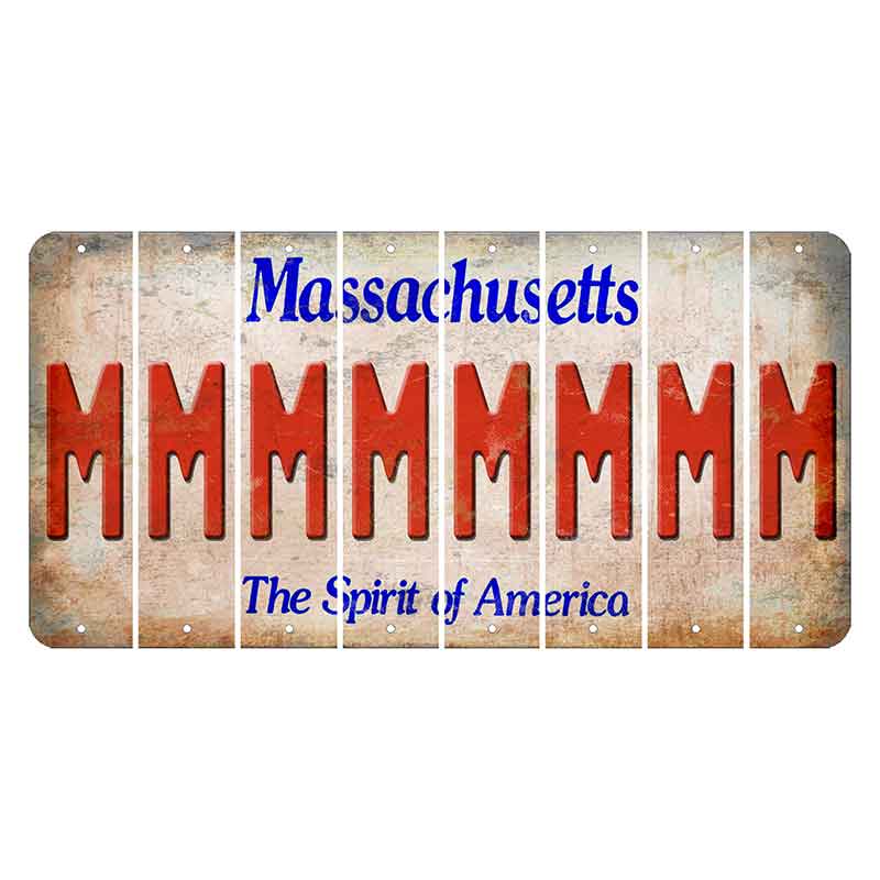 Massachusetts Spirit of America Cut License Plate Strips (Set of 8) M