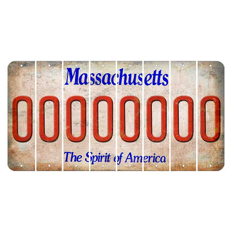 Massachusetts Spirit of America Cut License Plate Strips (Set of 8) O